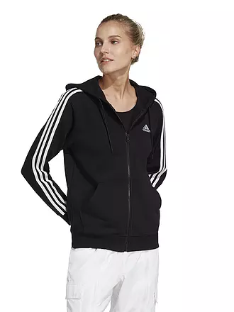 ADIDAS | Damen Kapuzenjacke Essentials 3-Streifen French Terry Regular | hellgrau