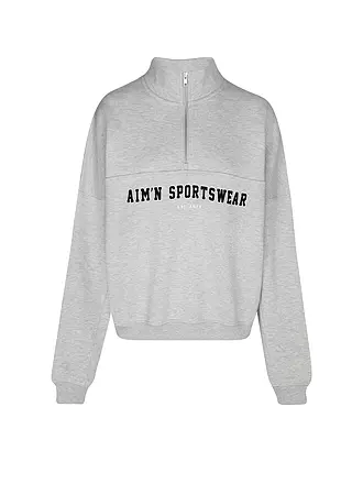 AIM'N | Damen Sweater Varsity mit Zip | grau