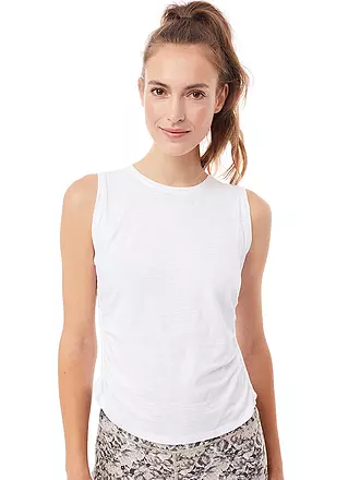 MANDALA | Damen Yoga Top Side Ruffled | weiss