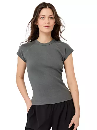 MANDALA | Damen Yogashirt Slim Fit Ribbed | grau