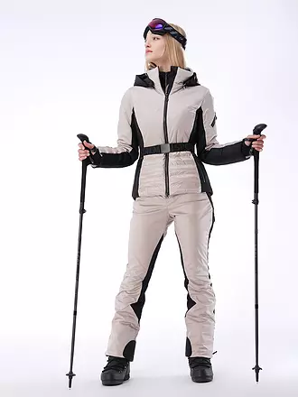 SPORTALM | Damen Skijacke  in Colour-Blocking mit Gürtel | beige