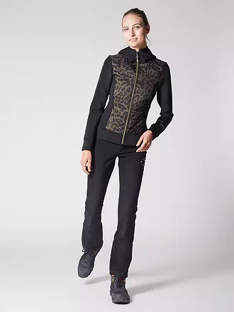 SPORTALM | Damen Unterziehjacke mit wattiertem Leoparden Vorderteil | schwarz