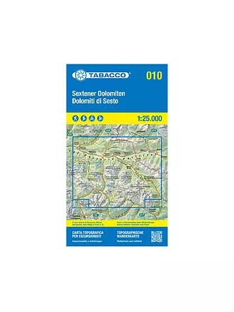 TABACCO | Wanderkarte 010, Sextener Dolomiten/Dolomiti di Sesto 1:25.000 | keine Farbe