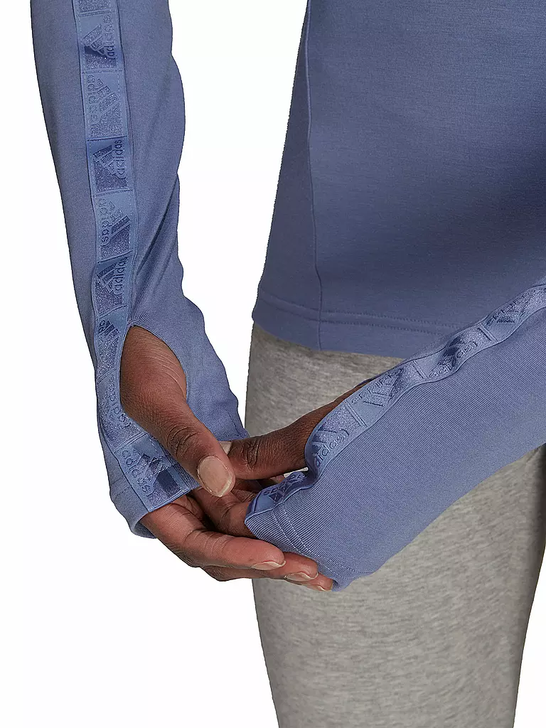 ADIDAS | Damen Fitnessshirt AEROREADY Designed 2 Move Cotton Touch 1/2-Zip | blau