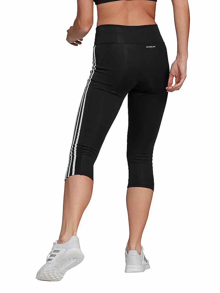 ADIDAS | Damen Fitnesstight Designed To Move High-Rise 3-Streifen 3/4 | schwarz