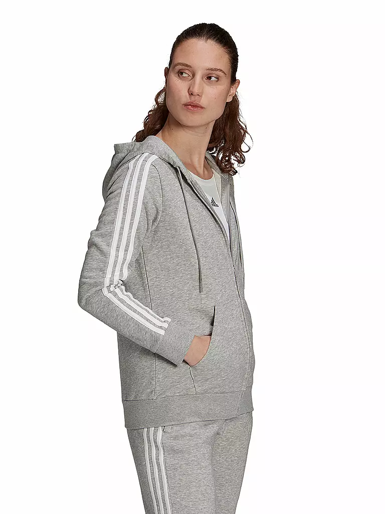 ADIDAS | Damen Kapuzenjacke 3-Streifen | grau