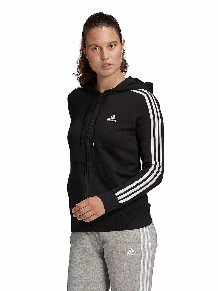 ADIDAS | Damen Kapuzenjacke Essentials 3 Streifen | schwarz