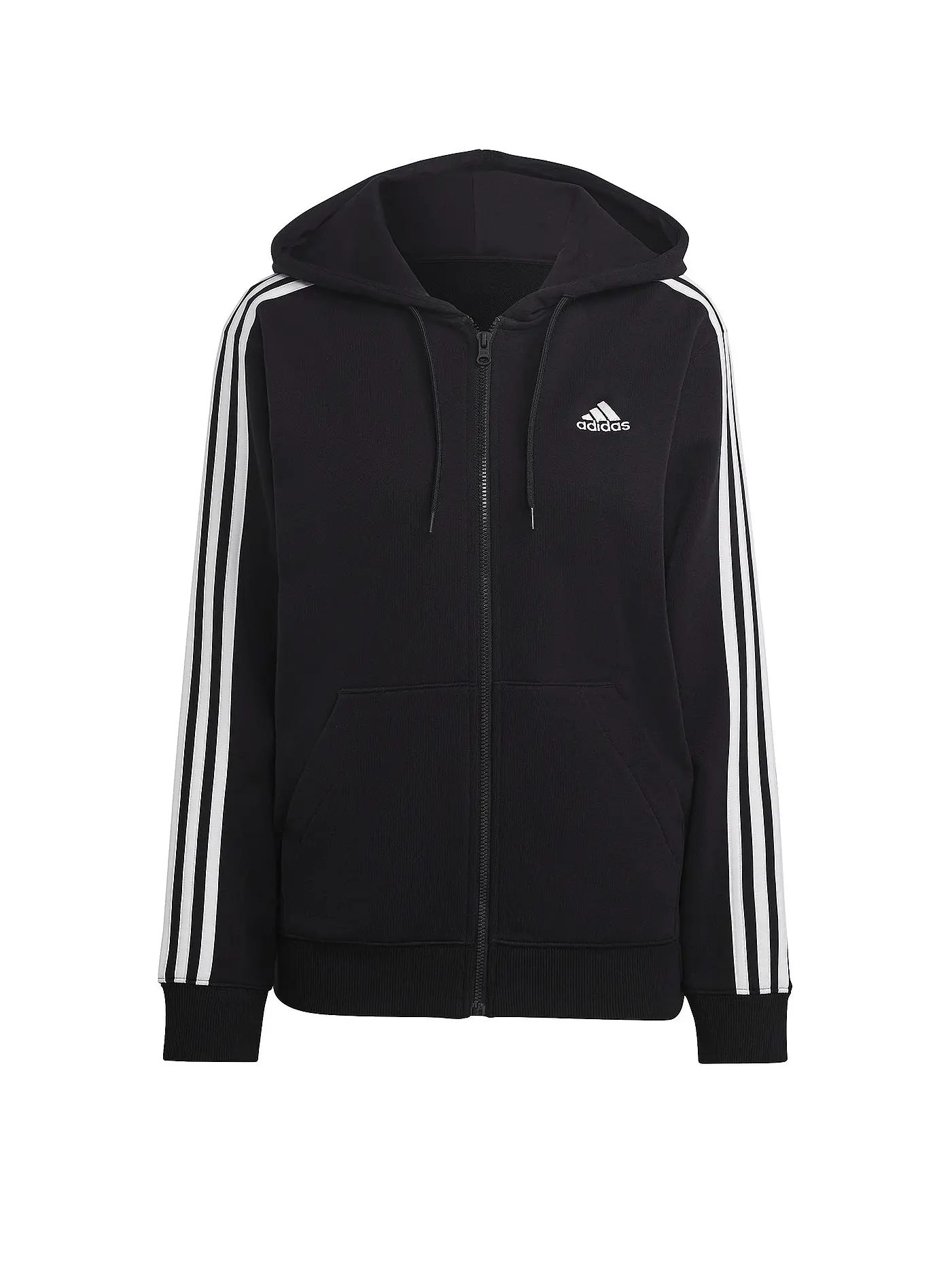 ADIDAS | Damen Kapuzenjacke Essentials 3-Streifen French Terry Regular | schwarz