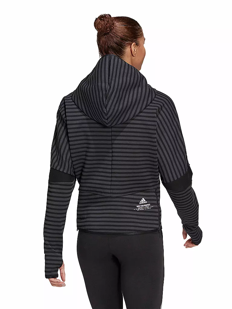 ADIDAS | Damen Kapuzenjacke Z.N.E. Sportswear Stripe Allover Print | schwarz