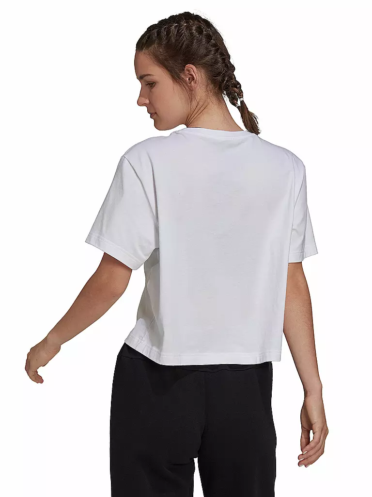 ADIDAS | Damen T-Shirt  x FARM Rio Print Boyfriend Cropped Cotton Logo | weiß