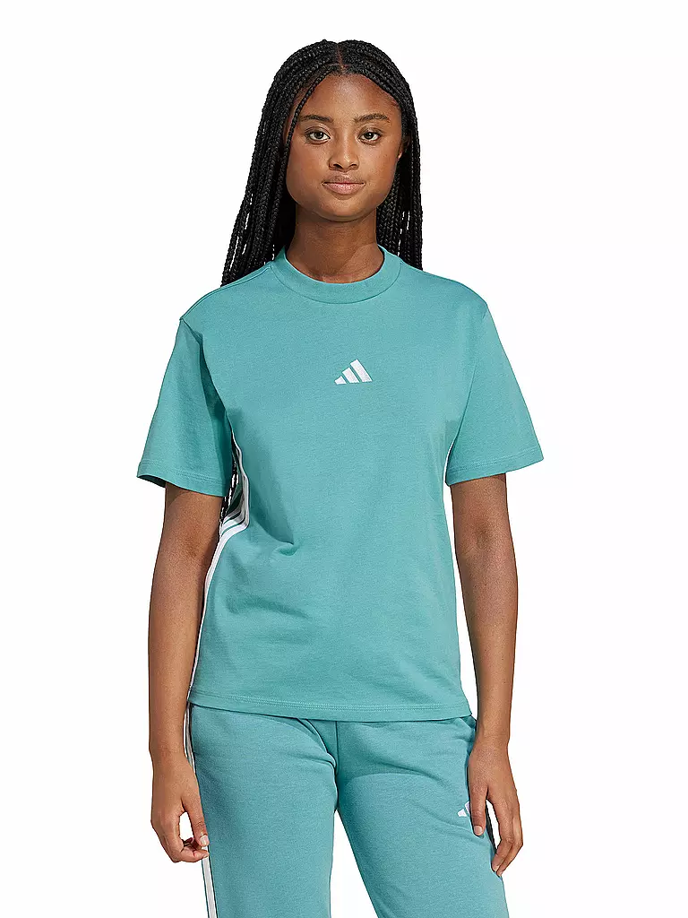 ADIDAS | Damen T-Shirt Essentials 3-Streifen | petrol