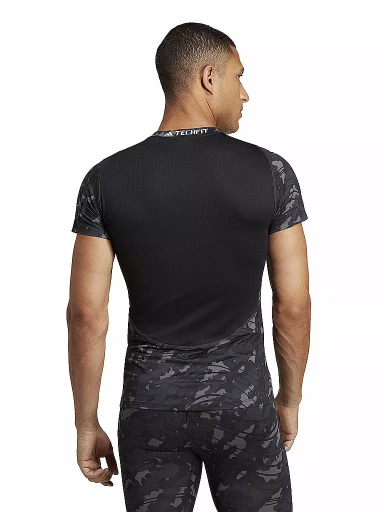 ADIDAS | Herren Fitnessshirt Techfit Allover Print | schwarz