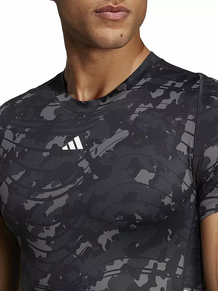 ADIDAS | Herren Fitnessshirt Techfit Allover Print | schwarz