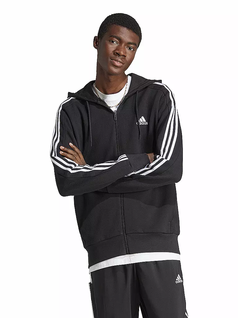 ADIDAS | Herren Kapuzenjacke Essentials French Terry 3-Streifen | schwarz