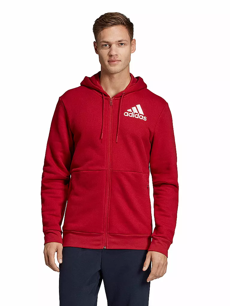 ADIDAS | Herren Kapuzenjacke Silber Logo Sport ID | rot