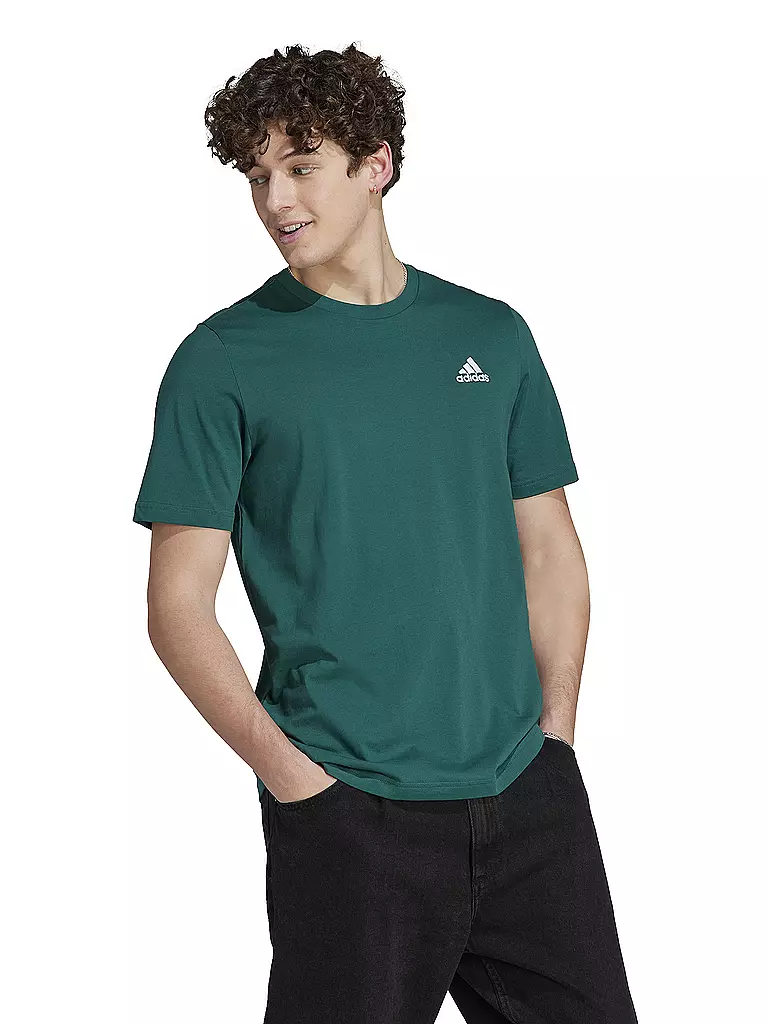 ADIDAS | Herren T-Shirt Essentials Single Jersey Embroidered Small Logo | dunkelgrün