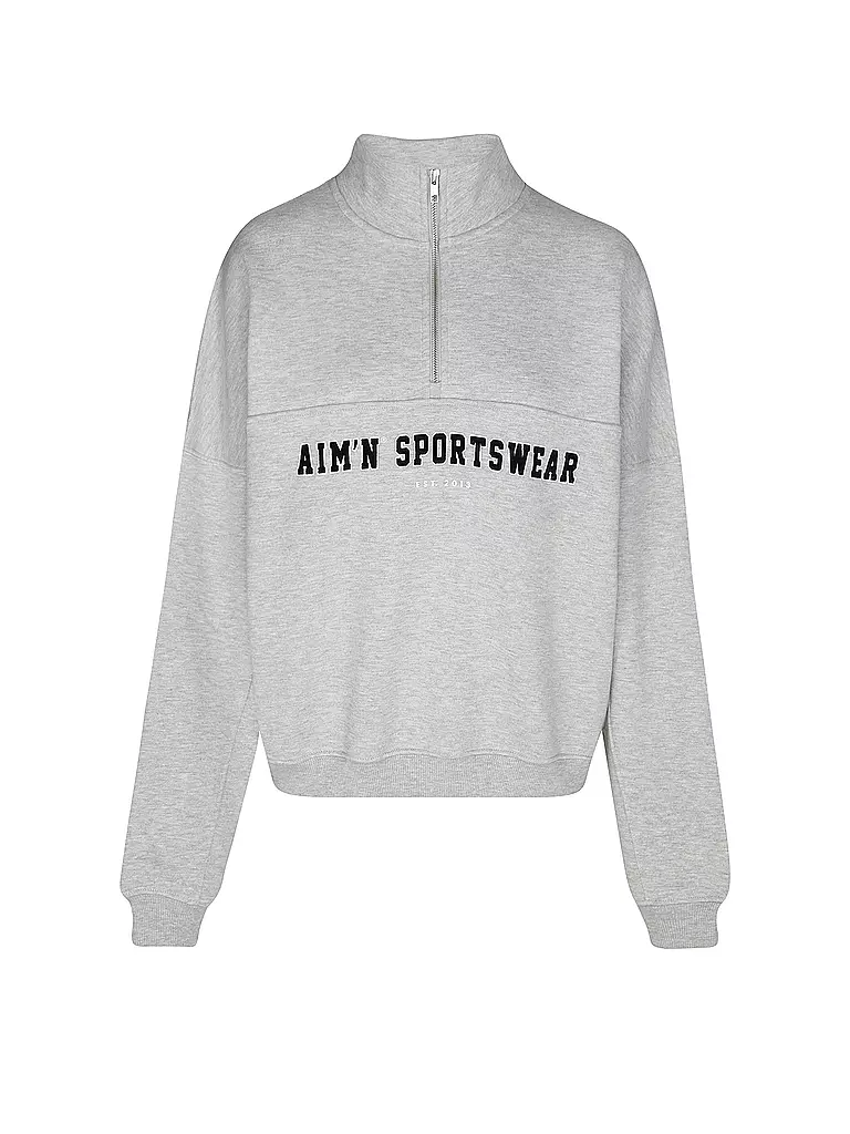 AIM'N | Damen Sweater Varsity mit Zip | grau