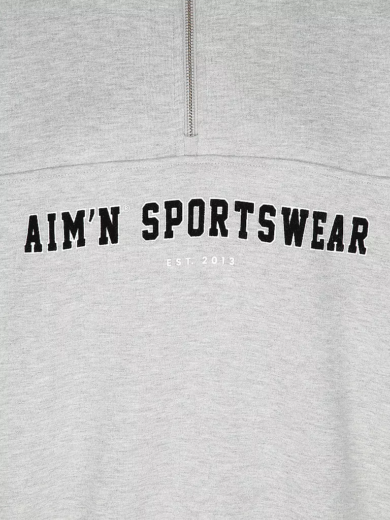 AIM'N | Damen Sweater Varsity mit Zip | grau