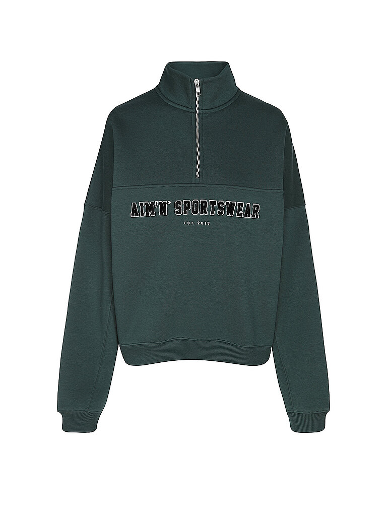 AIM'N AIM'N Damen Sweater Varsity mit Zip dunkelgrün | XS, dunkelgrün