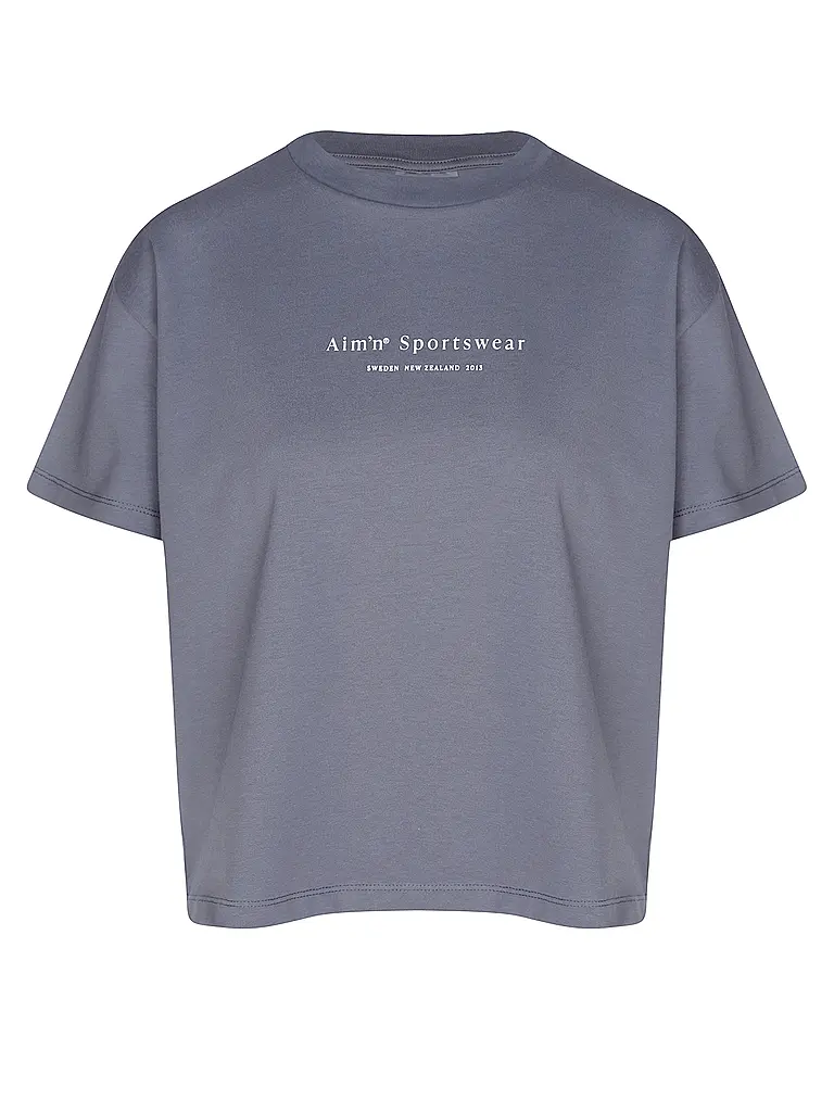 AIM'N | Damen T-Shirt Boxy Serif | dunkelblau