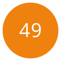 Orangefarbener Kreis mit der Zahl 49 in Weiß in der Mitte.