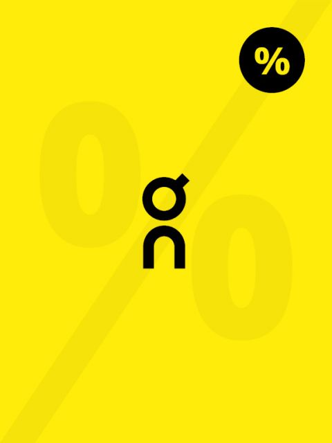 Gelber Hintergrund mit einer diagonalen Linie, großen, verblassten „0 %“-Symbolen und einem kleineren schwarzen Symbol, das aus den Buchstaben „o“ und „n“ besteht. Ein schwarzer Kreis mit einem weißen „%“ in der oberen rechten Ecke.