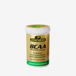 Eine Dose Peeroton BCAA-Muskelkapseln mit goldenem Etikett und weißem Deckel, die zur Muskelregeneration und -regeneration entwickelt wurden.