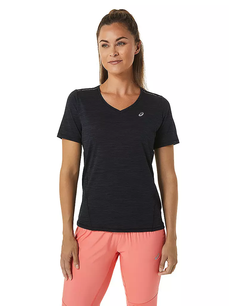 ASICS Damen Laufshirt Race V-Neck SS Top schwarz