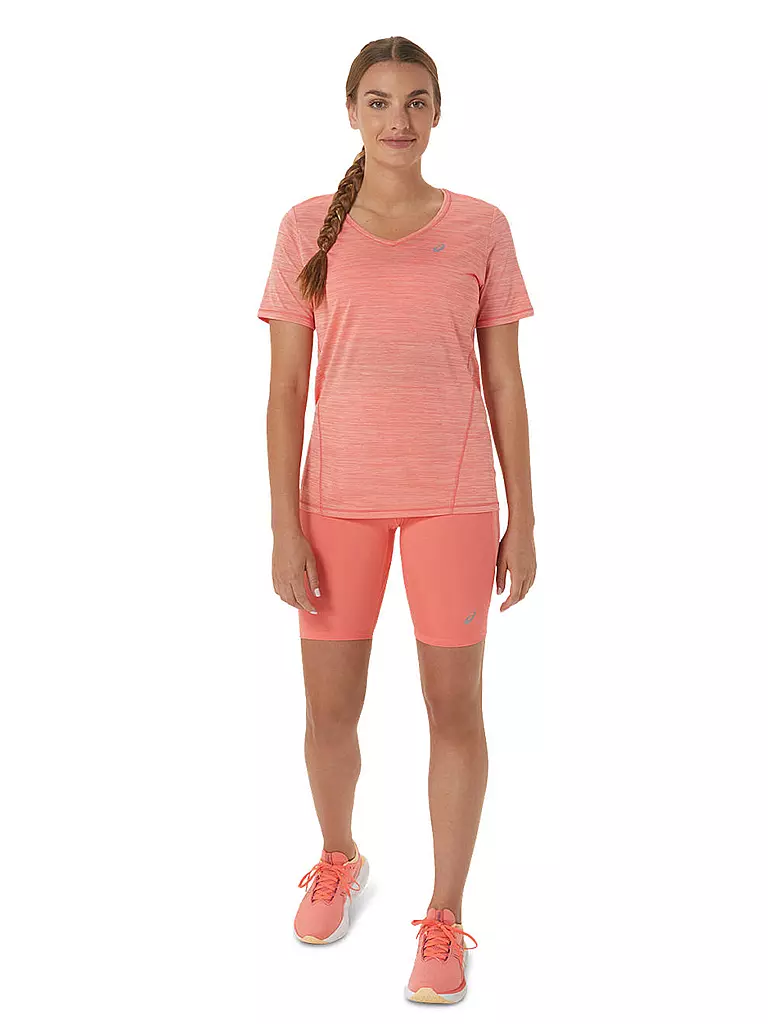 ASICS | Damen Laufshirt Race V-Neck SS Top | koralle