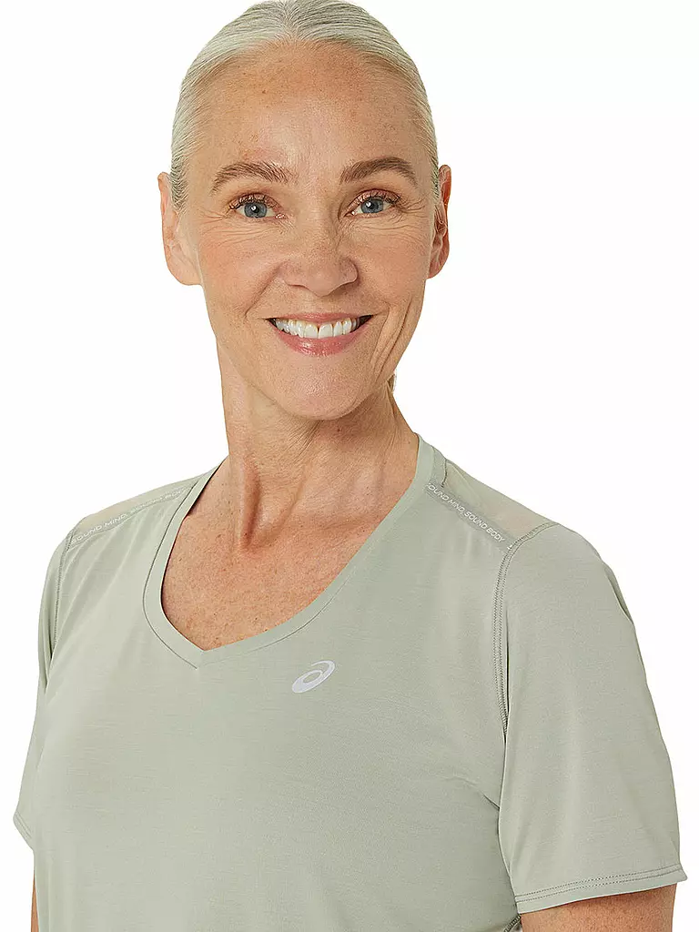 ASICS | Damen Laufshirt Road V-Neck SS Top | olive