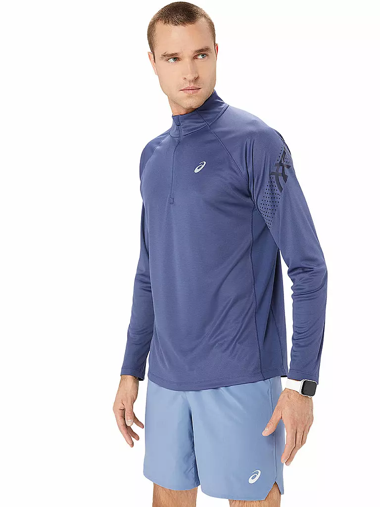 ASICS | Herren Laufshirt Icon LS 1/2 Zip | blau