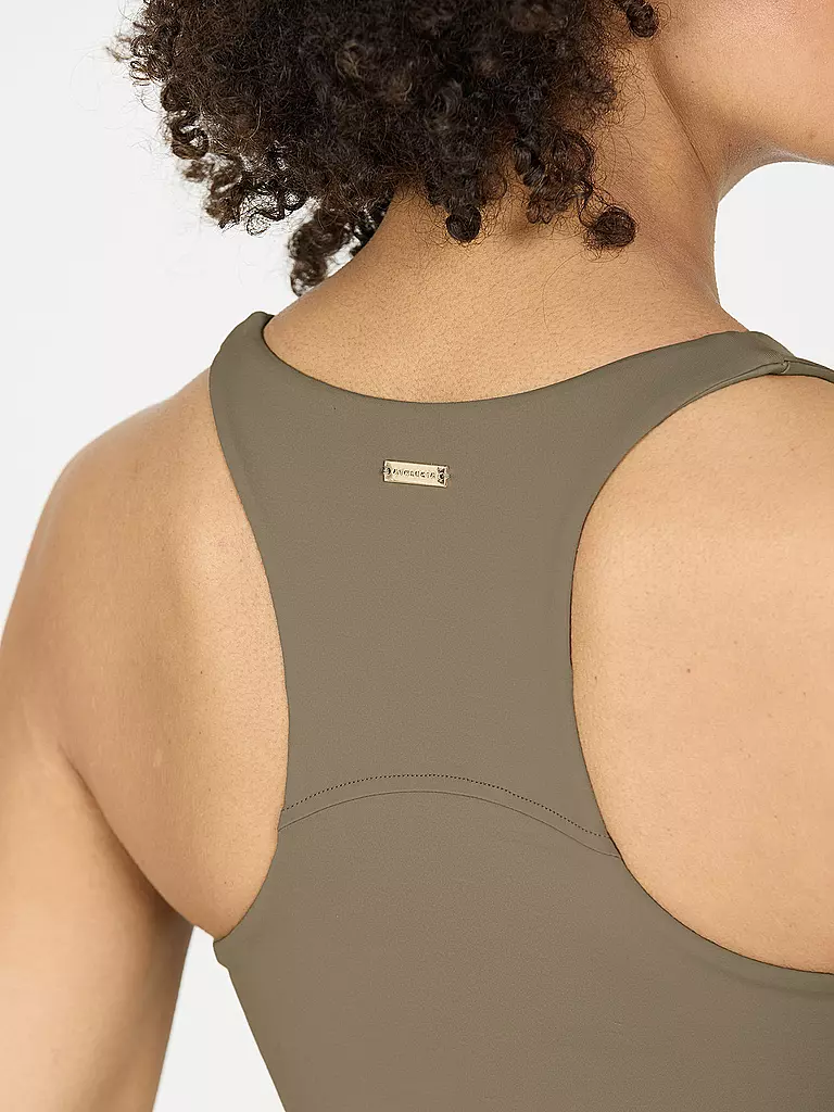 ATHLECIA | Damen Fitnesstank Rihal Cropped | olive