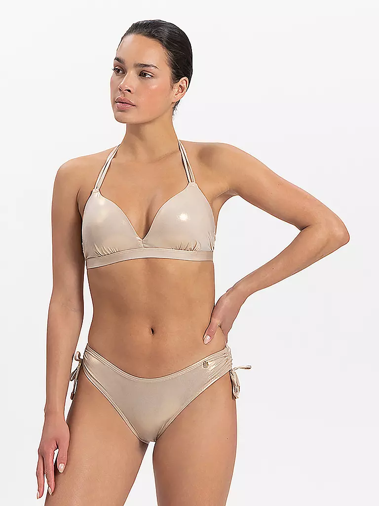 BEACHLIFE | Damen Bikinihose Gold Champagne lace-up | gold