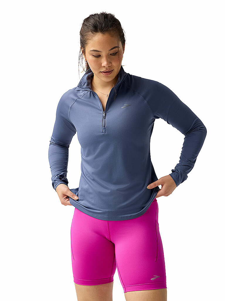 Brooks BROOKS Damen Lauf Zipshirt Dash 3.0 dunkelblau | L, dunkelblau