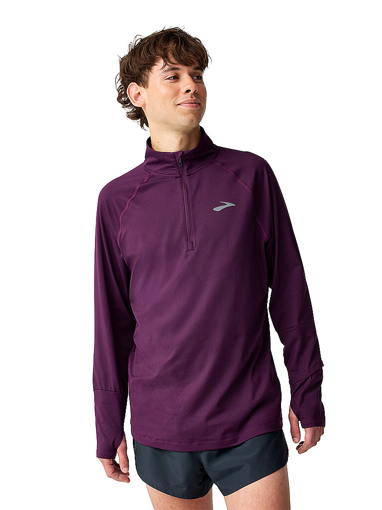 Brooks BROOKS Herren Lauf Zipshirt Dash 3.0 dunkelrot | S, dunkelrot