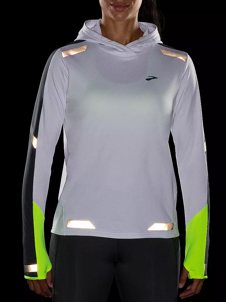 BROOKS | Damen Laufhoodie Run Visible Thermal | weiss