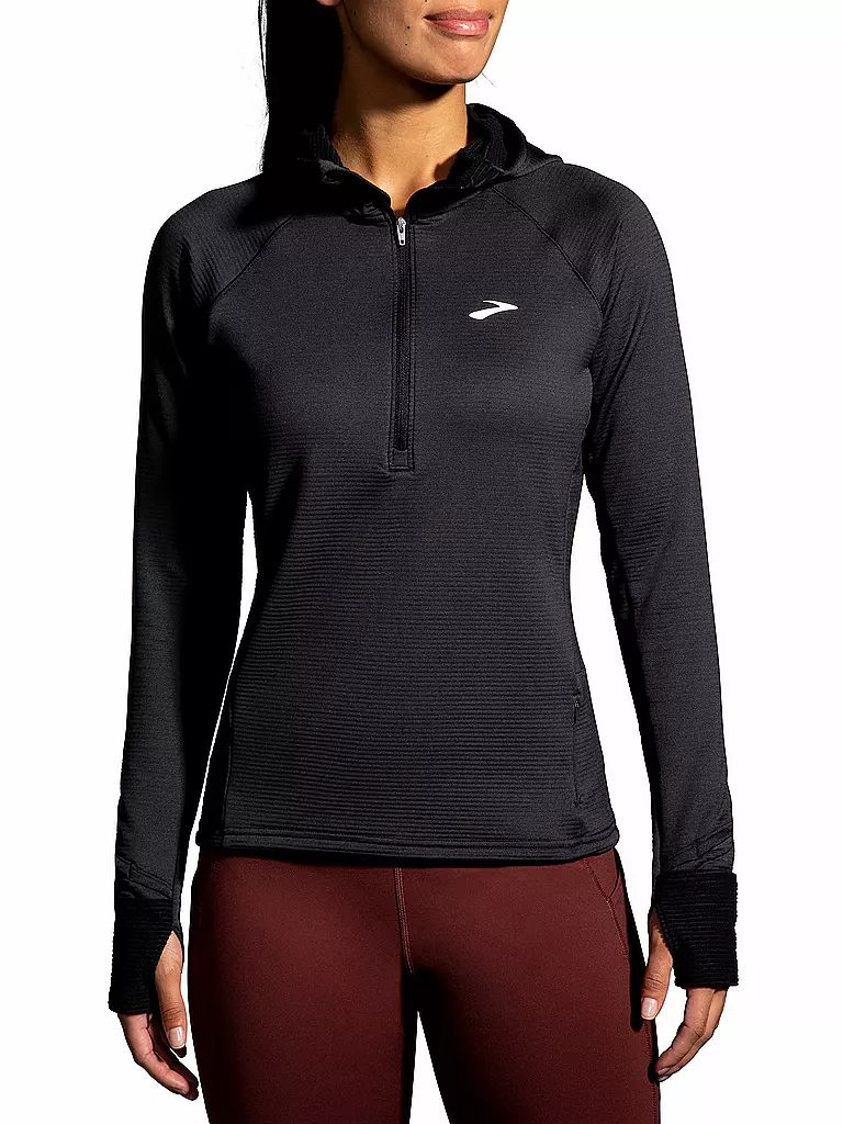 BROOKS | Damen Laufshirt Dash 1/2 Zip Hooded | schwarz