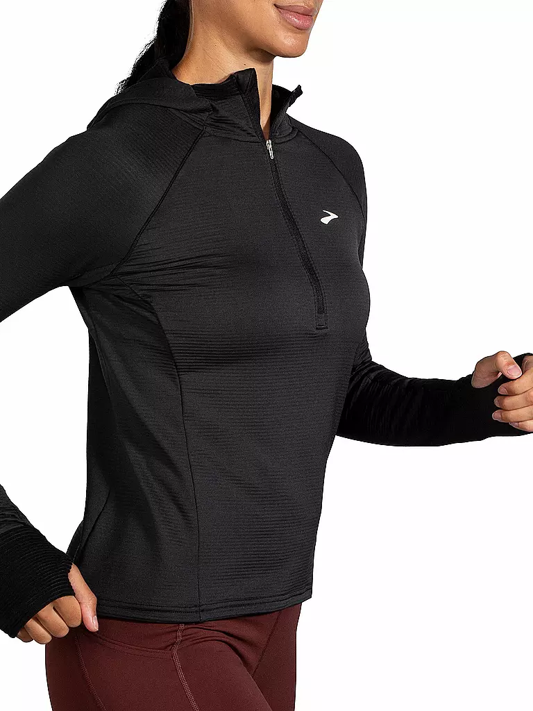 BROOKS | Damen Laufshirt Dash 1/2 Zip Hooded | schwarz