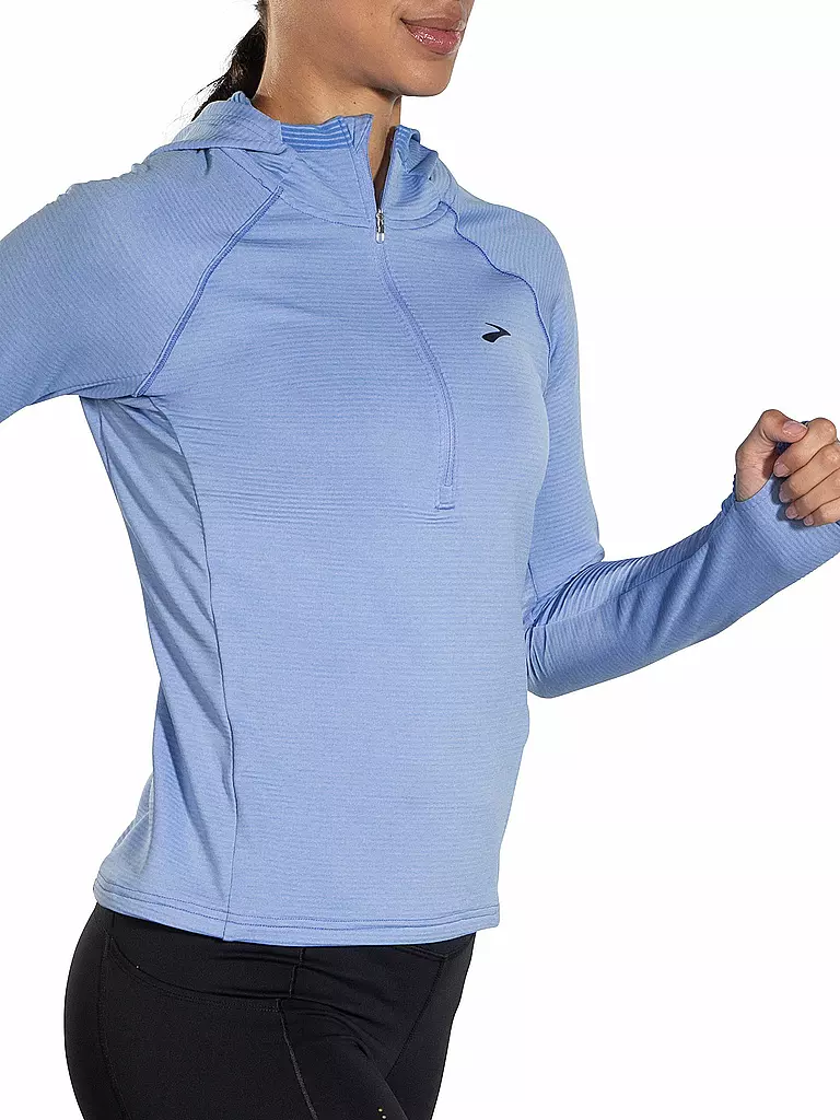 BROOKS | Damen Laufshirt Dash 1/2 Zip Hooded | hellblau