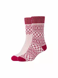 CAMANO | Damen Freizeitsocken Cosy Jacquard 2er Pkg. | dunkelrot