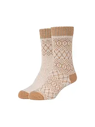 CAMANO | Damen Freizeitsocken Cosy Jacquard 2er Pkg. | beige