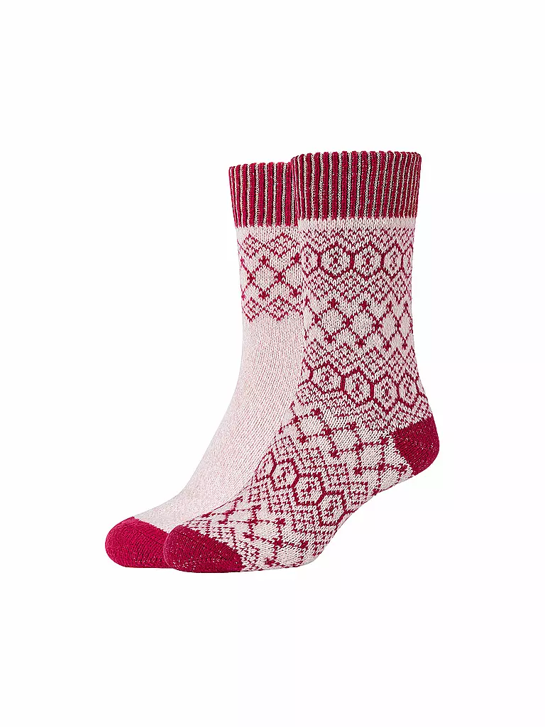 CAMANO | Damen Freizeitsocken Cosy Jacquard 2er Pkg. | dunkelrot