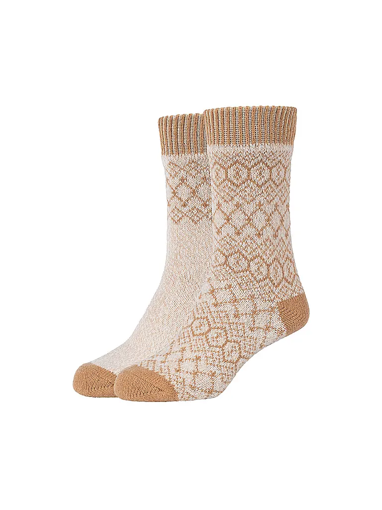CAMANO | Damen Freizeitsocken Cosy Jacquard 2er Pkg. | beige