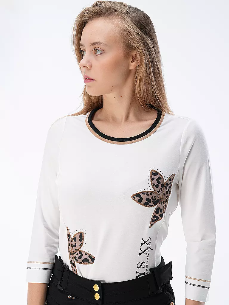 CANYON | Damen T-Shirt Leo Details Blumen 3/4 | weiss