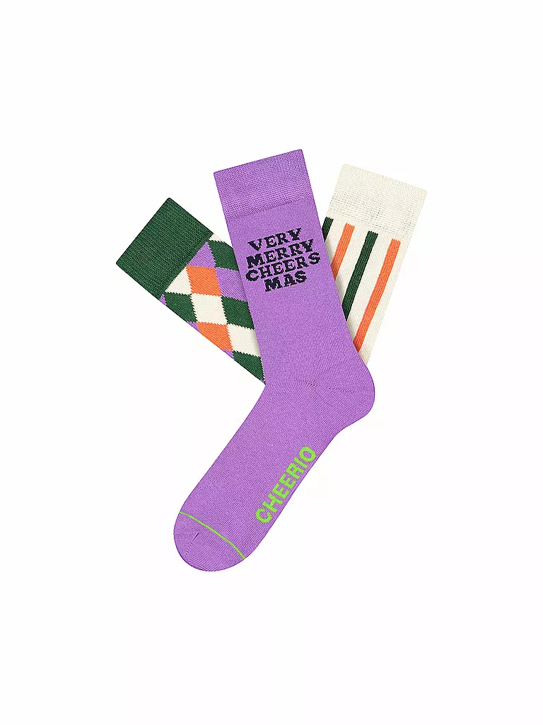 CHEERIO | Freizeitsocken Christmas Merry in Style 3er Pack | lila