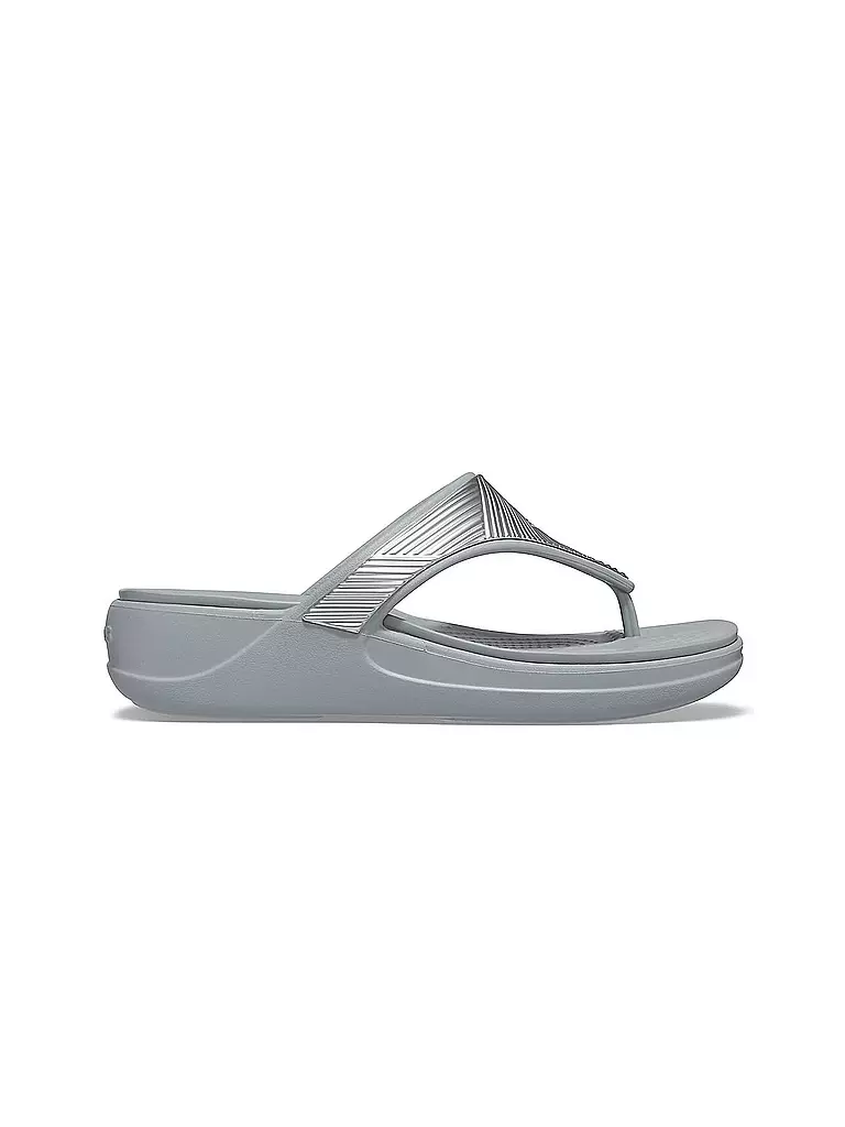 CROCS | Damen Zehentrenner Crocs Monterey Metallic Wedge Flip | grau