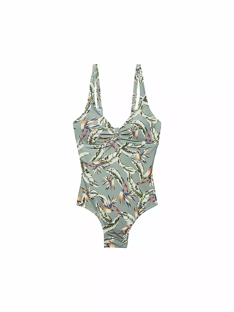 ESPRIT | Damen Badeanzug wattiert Tropical Print | grün