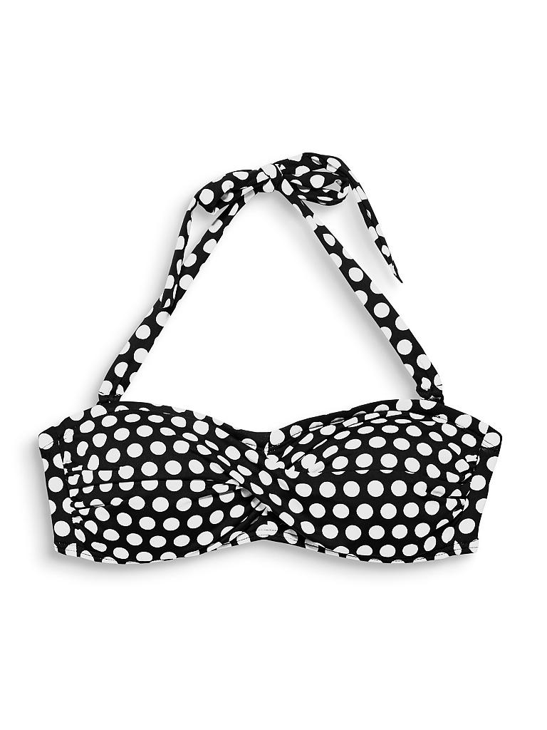 ESPRIT Damen Bikinioberteil Bandeau Crosby Tupfen Print schwarz