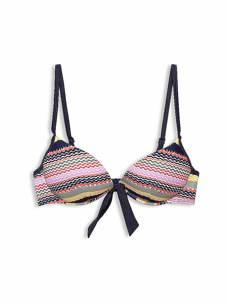 ESPRIT Damen Bikinioberteil BügelTop mit Print wattiert blau