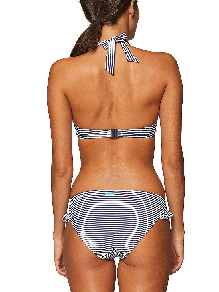 ESPRIT Damen Bikinioberteil Neckholder Small Stripes blau